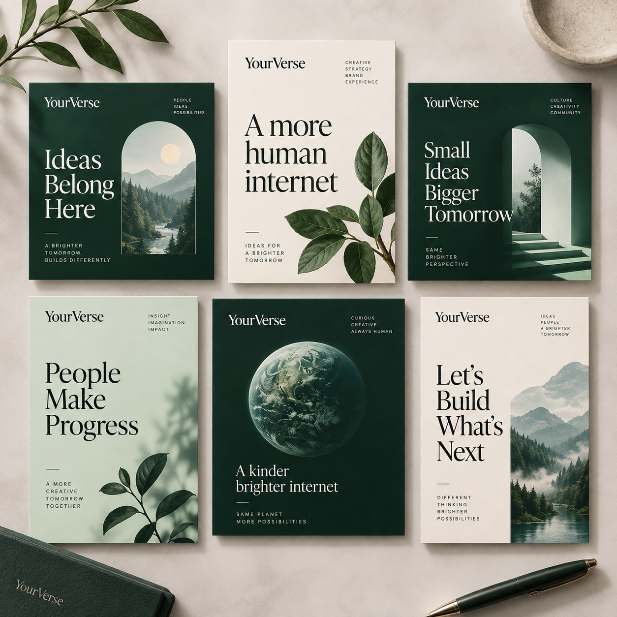 Collection of branded social media cards